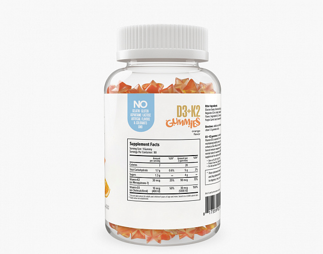 Витамины Д3+К2 в жевательных конфетах (D3K2 Гаммиз /Vitamin D3+K2 Gummies) 2