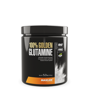 A photo of 100% golden glutamine container.