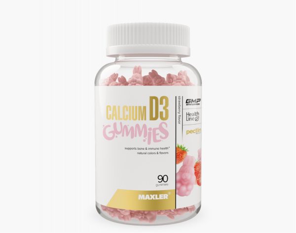 A photo of a bottle with Calcium D3 Gummies on a white background.