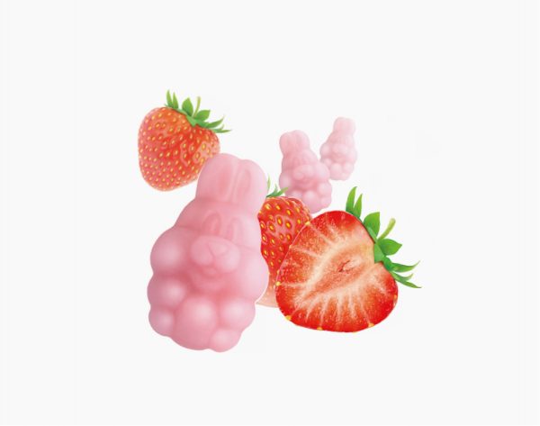A picture of Calcium D3 Gummies and strawberry.