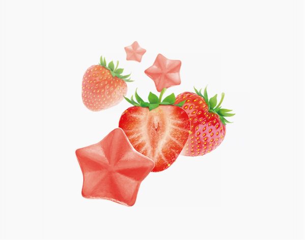 A photo of strawberry D3 K2 gummies.