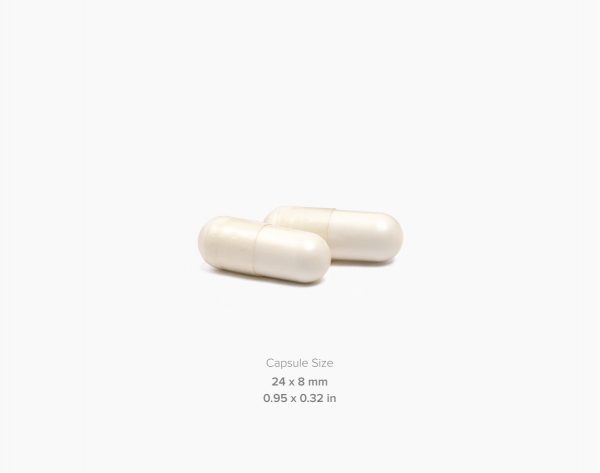 A photo of DMAE capsules on a white background.
