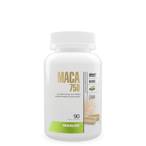 An image of the MACA 750 bottle with capsules in it.