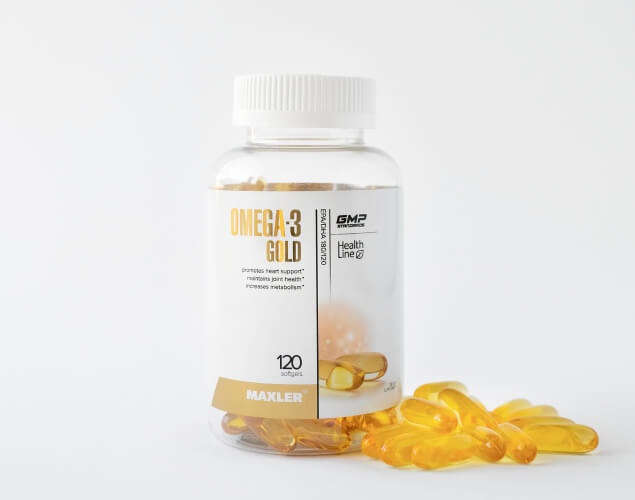 Essential Omega-3 fatty acids in a plastic can as one of the most important basic supplements